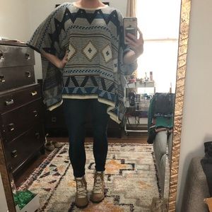 BB Dakota Aztec Poncho Sweater